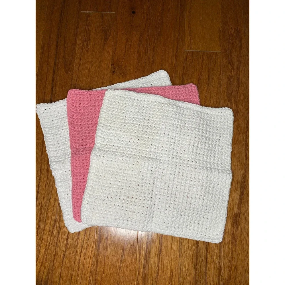 Set of 3 Handmade Crochet‎ Washcloths